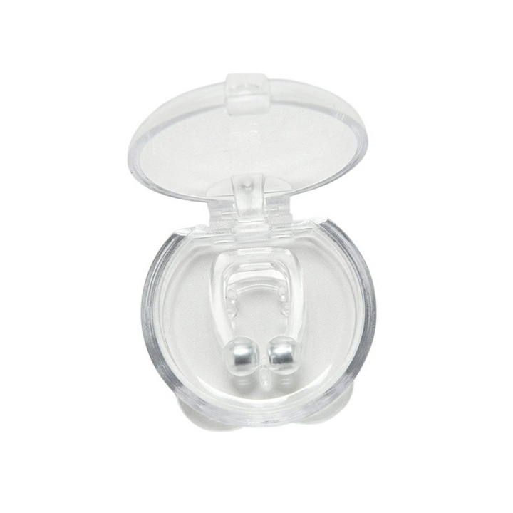 Dispozitiv magnetic clips pentru nas anti-sforait, din silicon, transparent