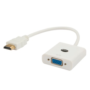 Adaptor convertor semnal HDMI la VGA, Savio CL-27/B, Alb Adaptor convertor semnal HDMI la VGA, Savio CL-27/B, Alb