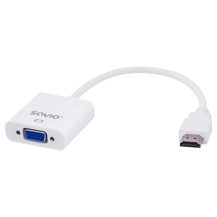 Adaptor convertor semnal HDMI la VGA, Savio CL-27/B, Alb