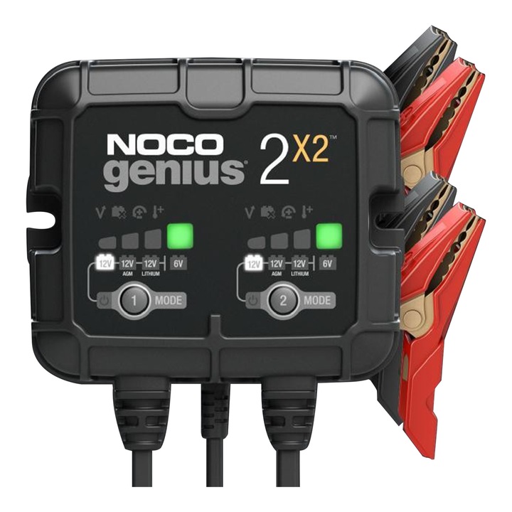 Noco GENIUS2X2 auto moto 6V / 12V 2 x 2A токоизправител за Lead-Acid AGM GEL VRLA литиеви батерии