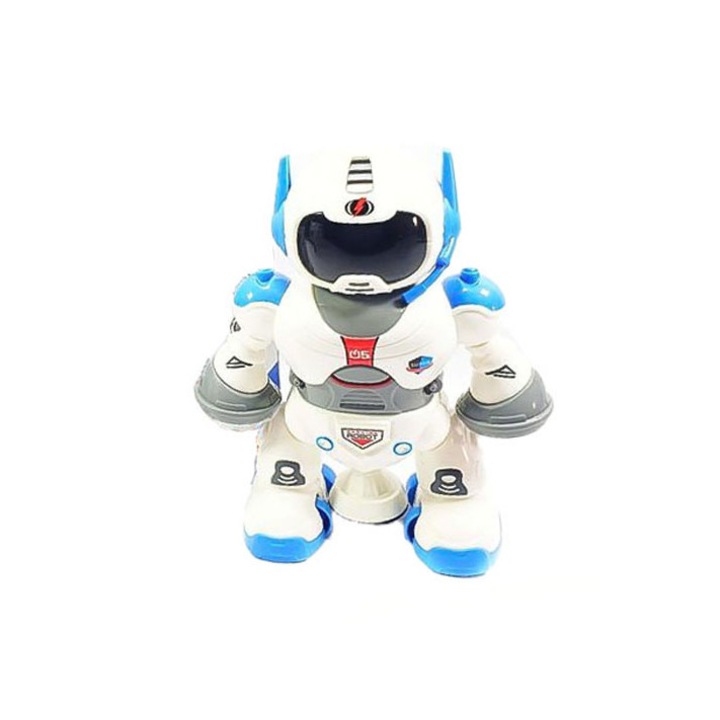 Robot de jucarie pentru copii Dancing WhiteBot,efecte luminoase si sonore,danseaza si canta,rotire de 360 de grade,design realist,20 cm,alb,doty