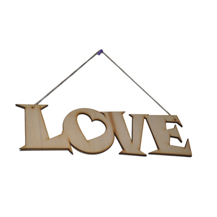 Висящ надпис LOVE, Натурален, 32 x 12 см