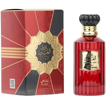 Apa de Parfum Lattafa, Urooq Al Oud Ruby, Femei, 100 ml Apa de Parfum Lattafa, Urooq Al Oud Ruby, Femei, 100 ml