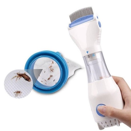 Pieptene aspirator SIKS® impotriva paduchilor si parazitilor, alb/albastru