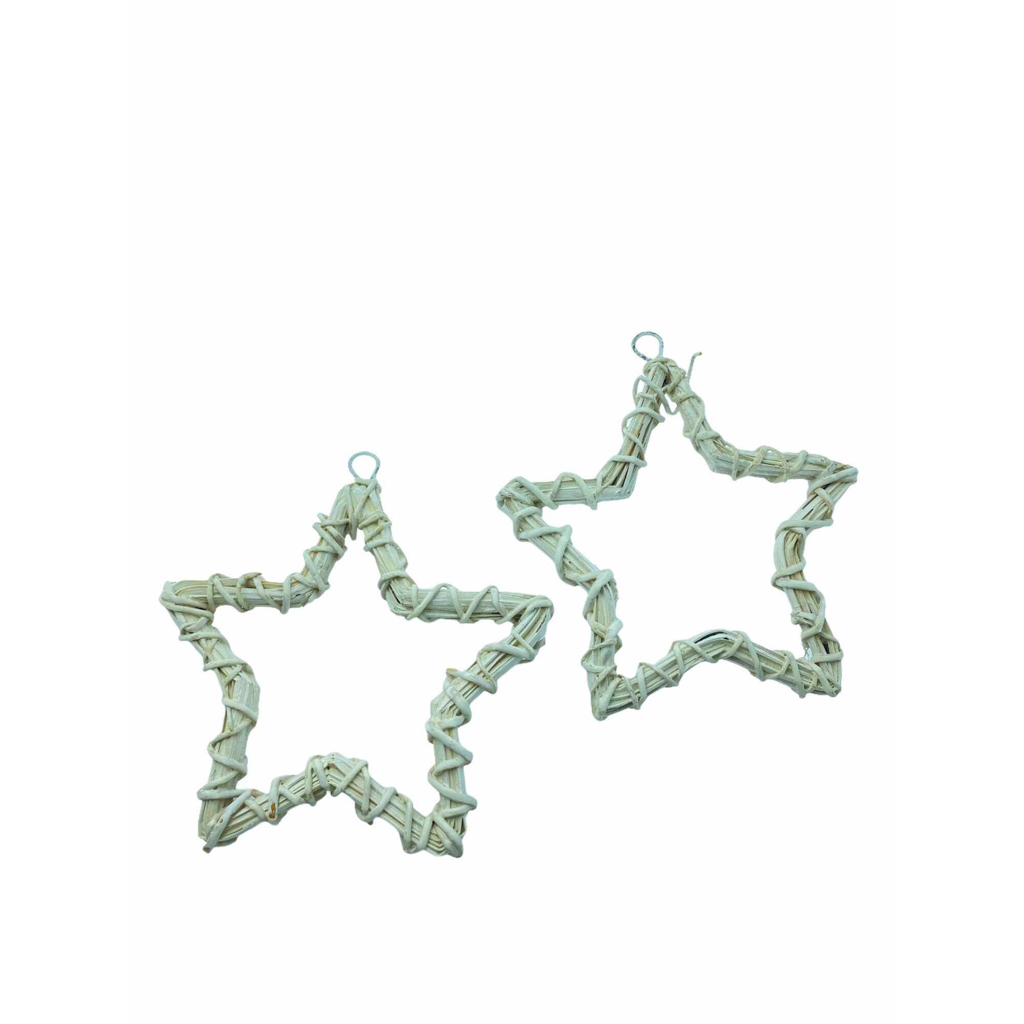 Set 2 stelute decorative brad, Craciun, Atelier, Alb, Lemn, 15x15cm