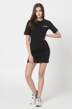 Love Moschino, Rochie tip tricou cu decolteu la baza gatului, Negru Love Moschino, Rochie tip tricou cu decolteu la baza gatului, Negru