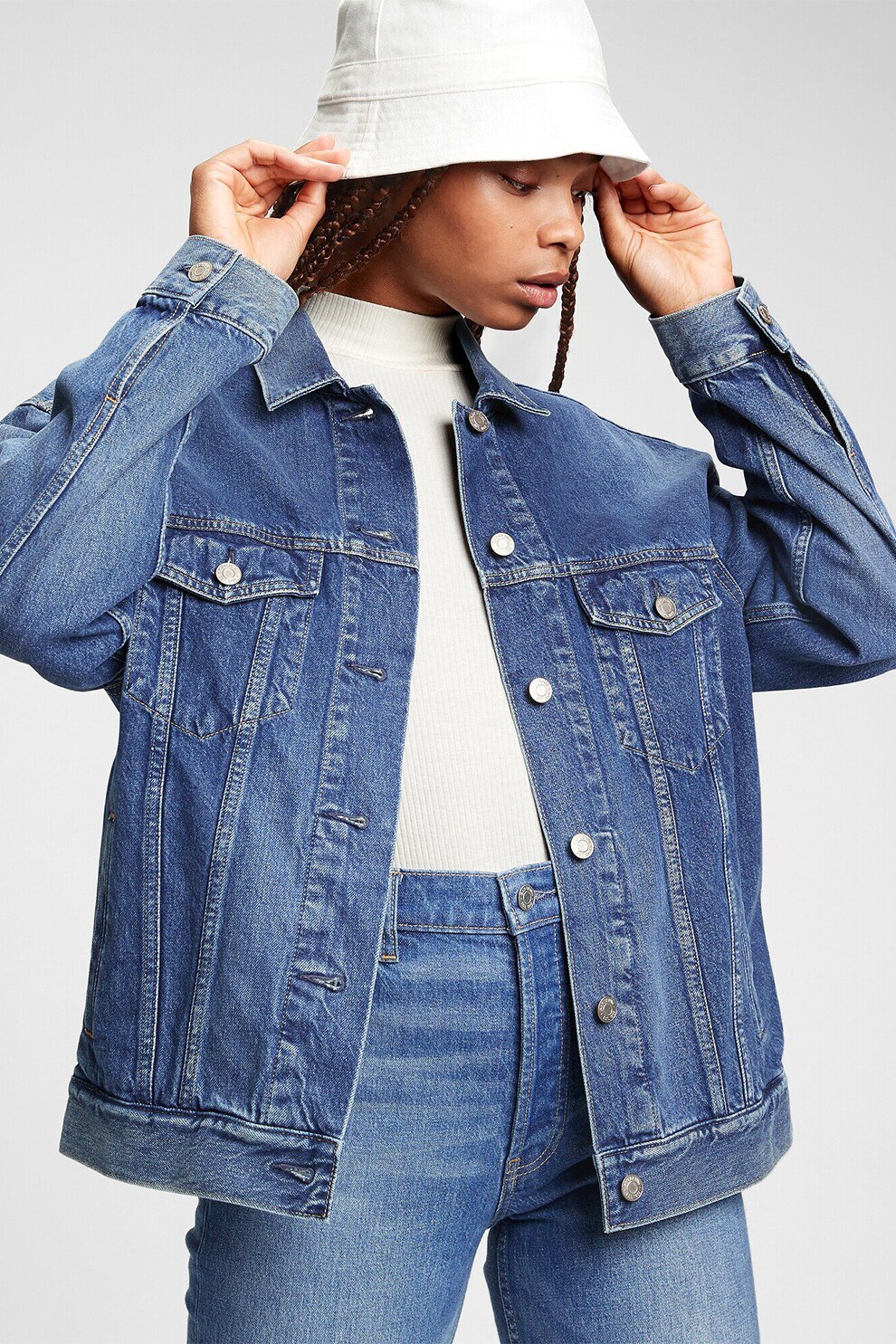 GAP, Jacheta supradimensionata de denim, Albastru