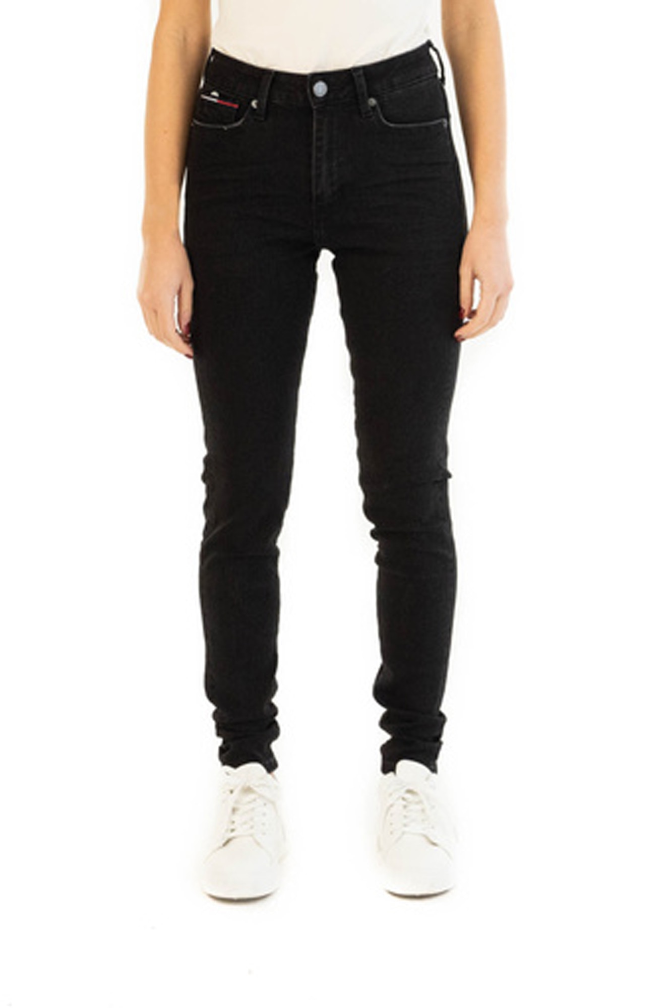 Blugi skinny din amestec de modal si lyocell, Tommy Hilfiger, Negru