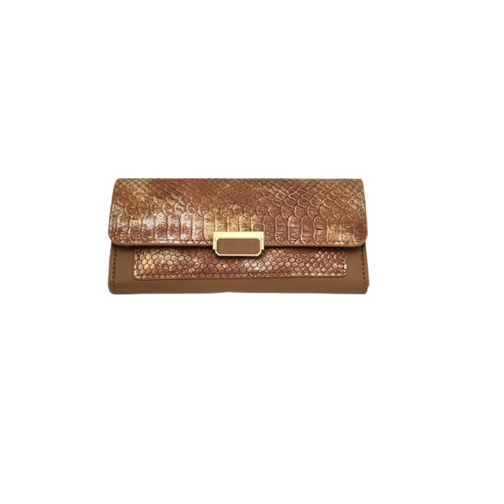 Portofel dama aplicatie tip piele sarpe, Tia Accesorii, maro