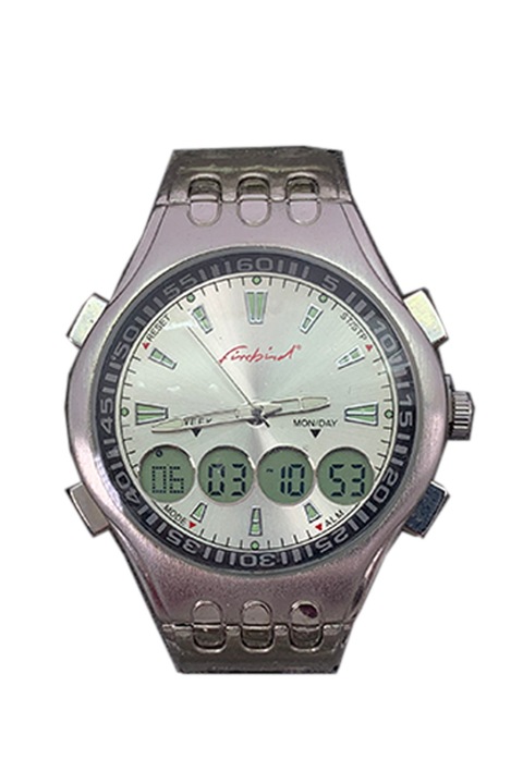Мъжки часовник Firebird 301249, Двоен часовник режим-Аналогово-цифров, Хронометър, Обратно броене, Аларма, Сребрист