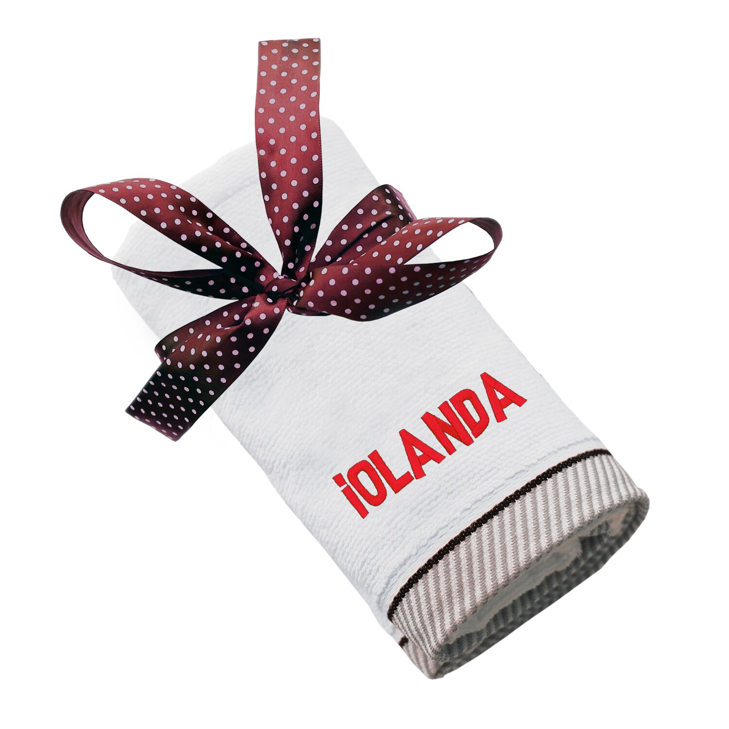 Prosop bumbac, LWS, brodat, model nume Iolanda, alb, 50x100 cm