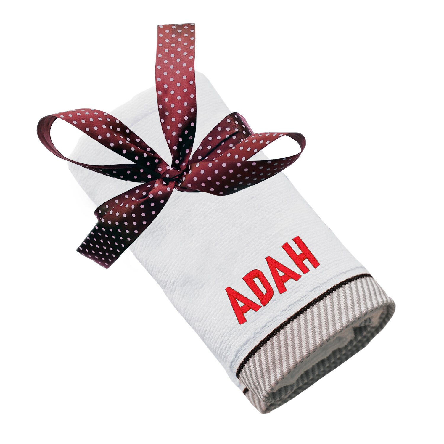 Prosop bumbac, LWS, brodat, model nume Adah, alb, 50x100 cm