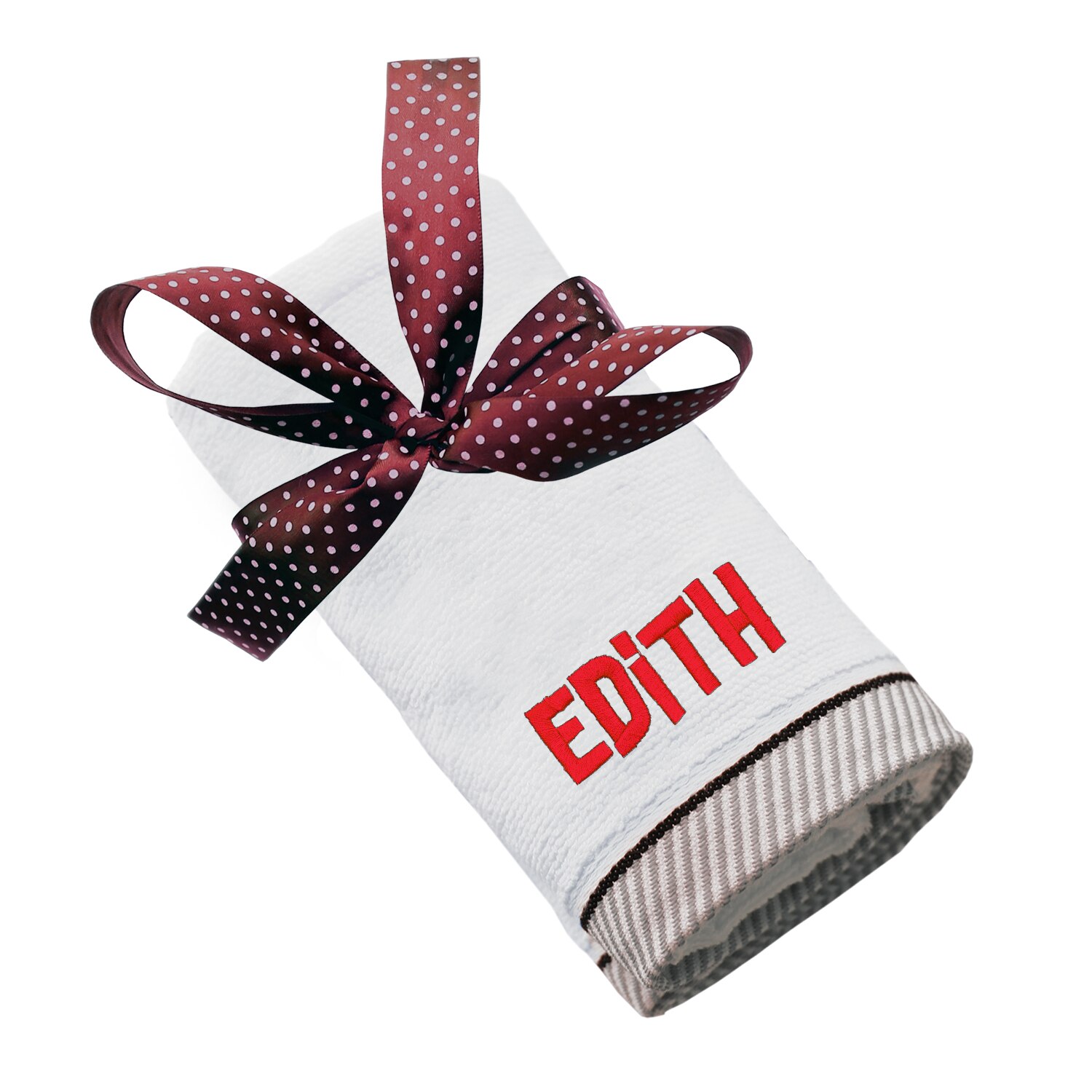 Prosop bumbac, LWS, brodat, model nume Edith, alb, 70x140 cm