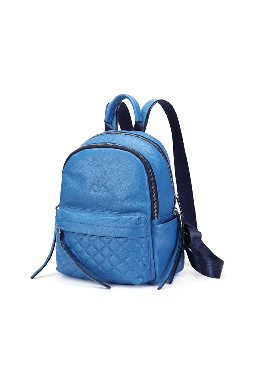 C'iel, Rucsac de piele cu segment cu aspect matlasat Rhea, Albastru