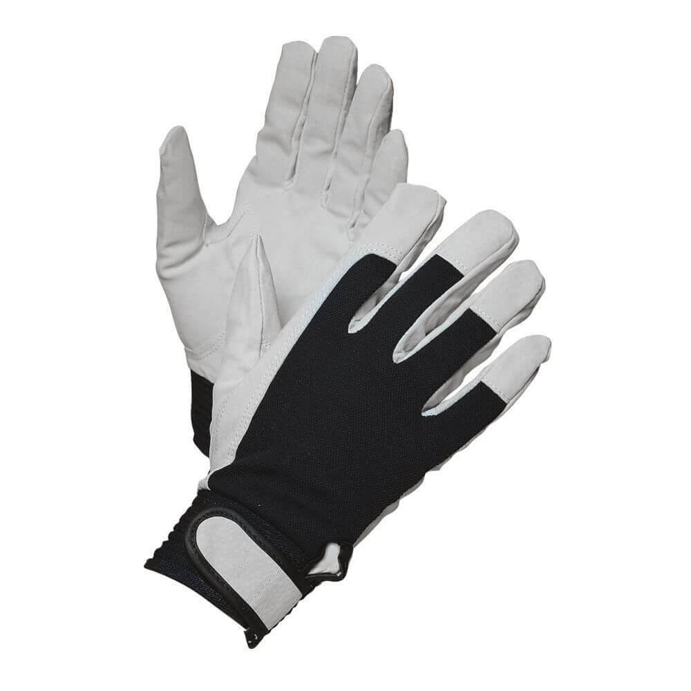 Manusi Protectie Protek din Piele Spalt de Porc si Bumbac, Alb si Negru