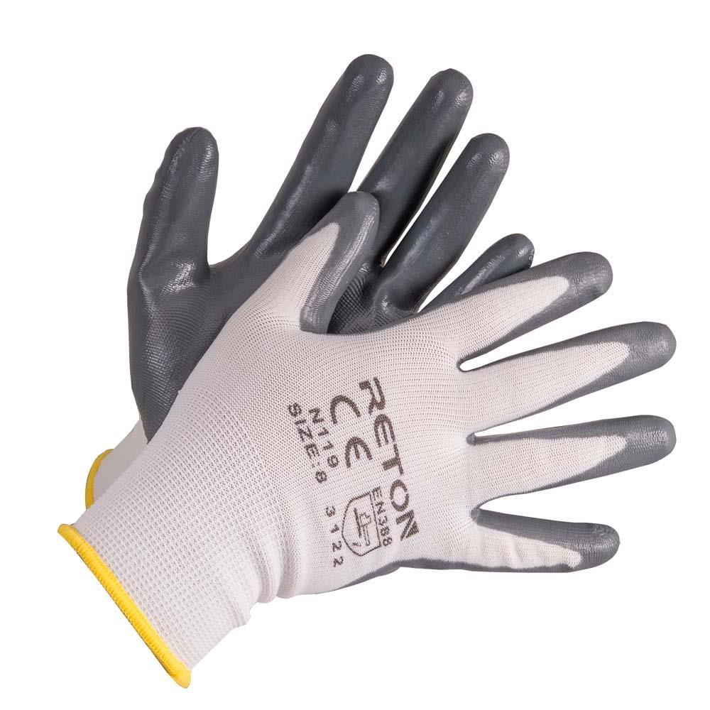 Manusi de Protectie PROTEK, Gri, Marimea 9, cu Cauciuc in Palma, Material Poliester cu Prehensiune Marita