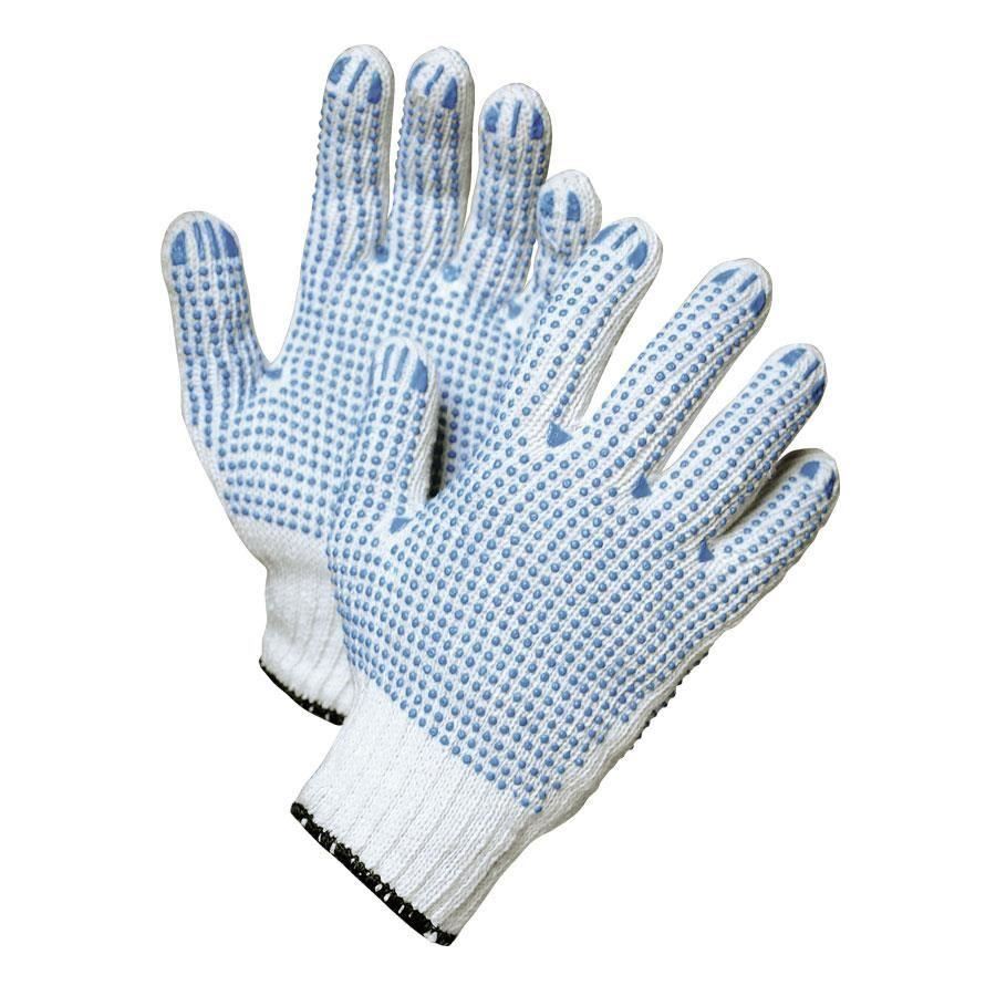 Manusi de Protectie Protek din Tricot, Albastru cu Alb, cu Picou Dublu, Marime Universala