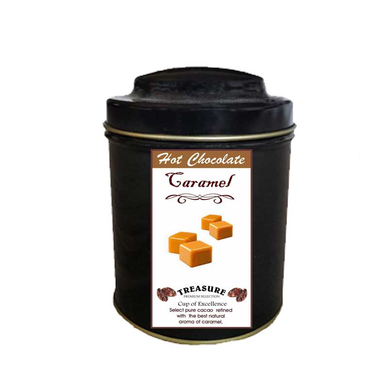 Ciocolata calda cu aroma de Caramel,cutie metalica 200 g ,Treasure
