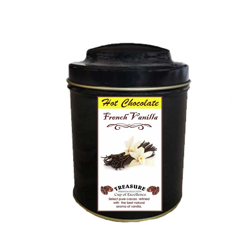 Ciocolata calda cu aroma de Vanilie,cutie metalica 200 g ,Treasure