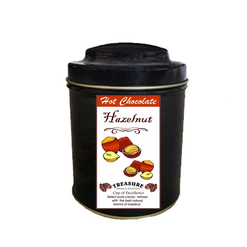 Ciocolata calda cu aroma de Alune,cutie metalica 200 g ,Treasure