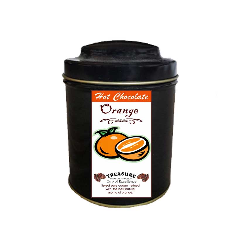 Ciocolata calda cu aroma de Portocale,cutie metalica 200 g ,Treasure