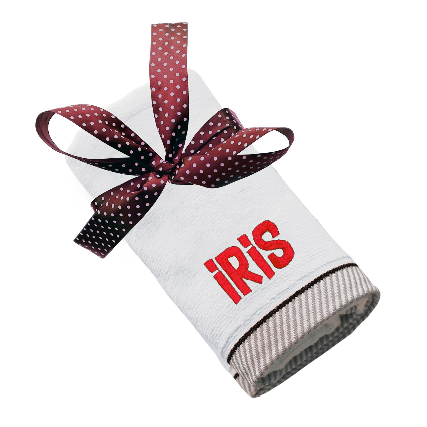 Prosop bumbac, LWS, brodat, model nume Iris, alb, 70x140 cm