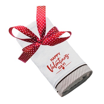 Prosop bumbac, LWS, brodat, model Happy Valentines Day rosu, alb, 50x100 cm Prosop bumbac, LWS, brodat, model Happy Valentines Day rosu, alb, 50x100 cm