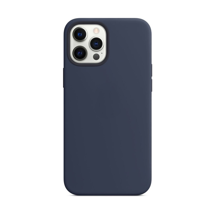 Кейс за Apple iPhone 12 Pro Max, SILKASE, magcase, цвят тъмно син, течен силикон