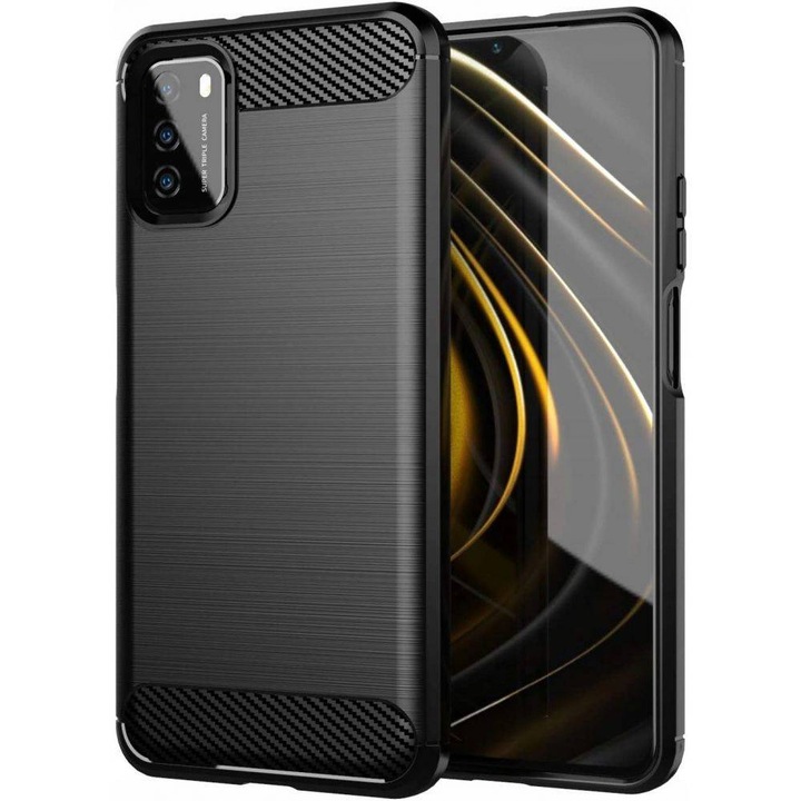 Smart, Carbon tok Xiaomi Poco M3 készülékhez, TPU, fekete