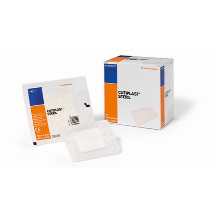 Pansament steril postoperator Cutiplast, 10x8 cm, Flexibil, Alb