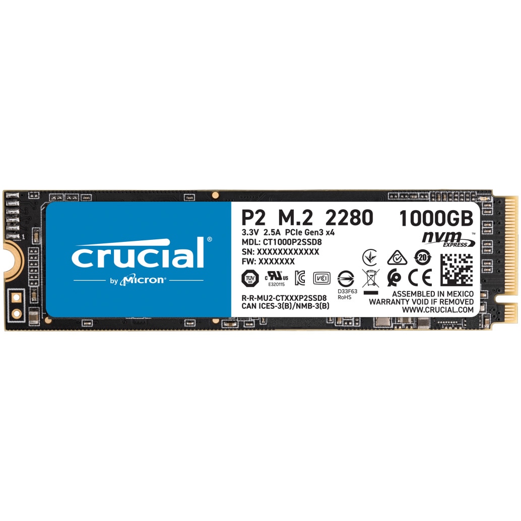 Solid State Drive (SSD) Crucial P2, 1TB, NVMe, M.2