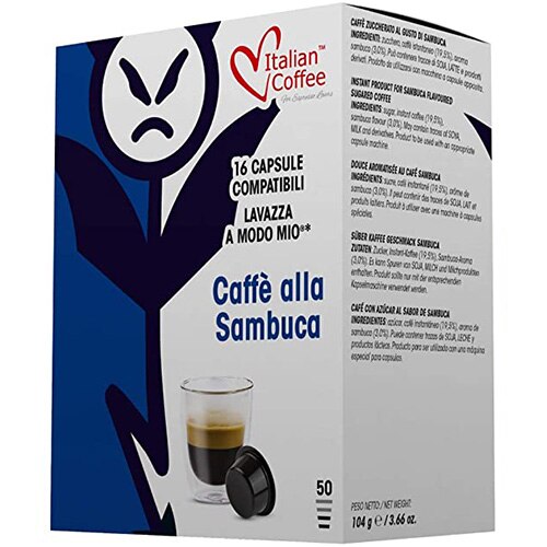 Capsule cafea Italian Coffee, Coffe alla Sambuca, Lavazza A Modo Mio compatibil, 16 capsule