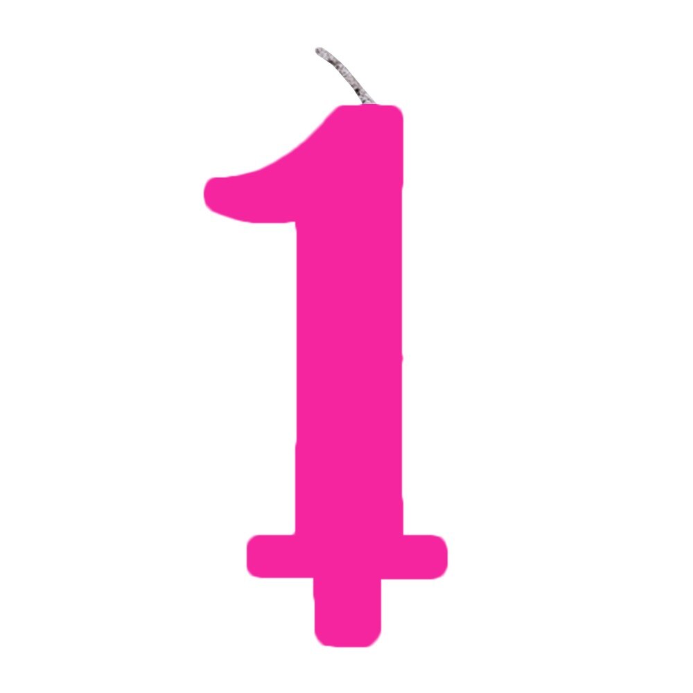 Lumanare aniversara pentru tort, Cifra 1, Roz, Radar 50901, 1 buc