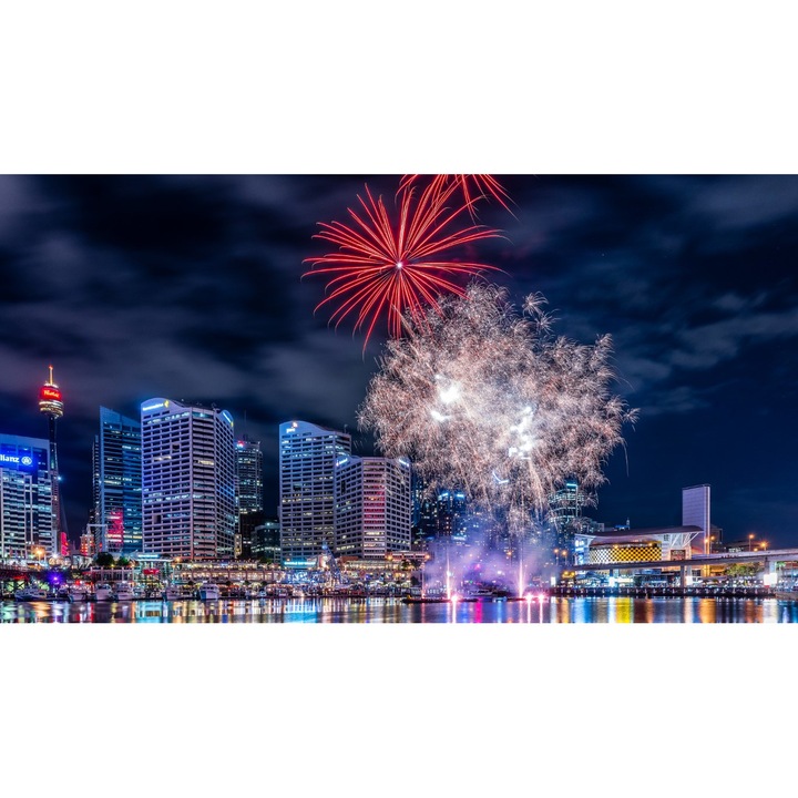 PVC matrica tapéta 80x130 cm Tűzijáték a kikötőben