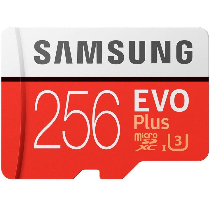 Card memorie Samsung MicroSDXC EVO Plus, 256GB, UHS-1 (U3) (2020), Clasa 10 - cu adaptor SD