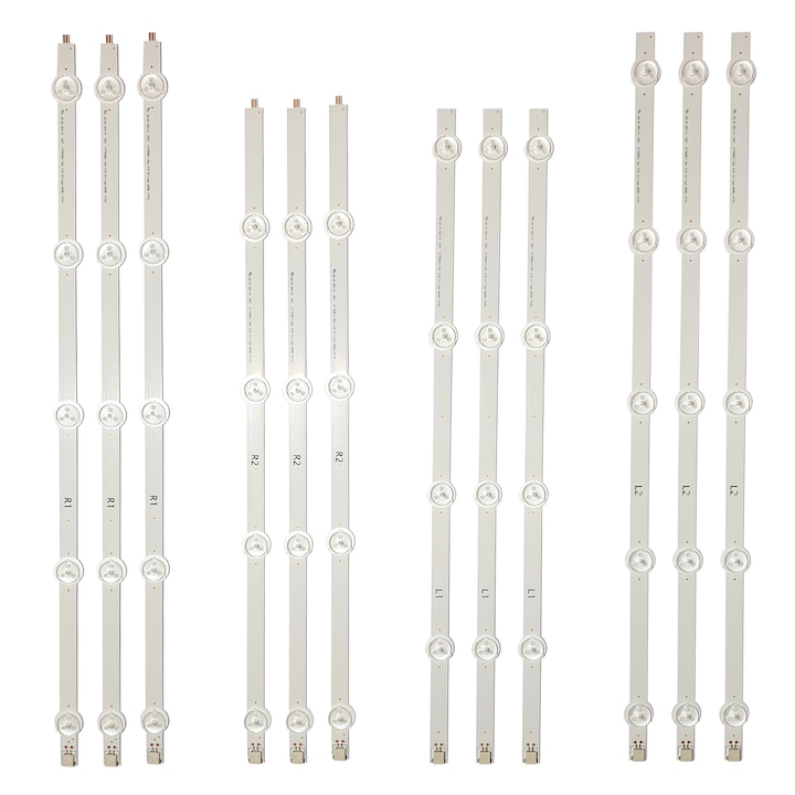 Set 12 barete LED LG 47 inch, 4 si 5 leduri pe bara, 3xL1+3xR1+3xL2+3xR2