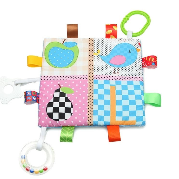 Jucarie plus paturica, accesoriu activitate bebelus, 18x18 cm, albastru-multicolor FMD340