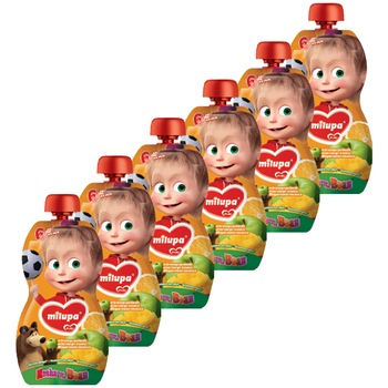 Piure Milupa Masha mere, mango si portocale, 6 x 100g, de la 6 luni Piure Milupa Masha mere, mango si portocale, 6 x 100g, de la 6 luni