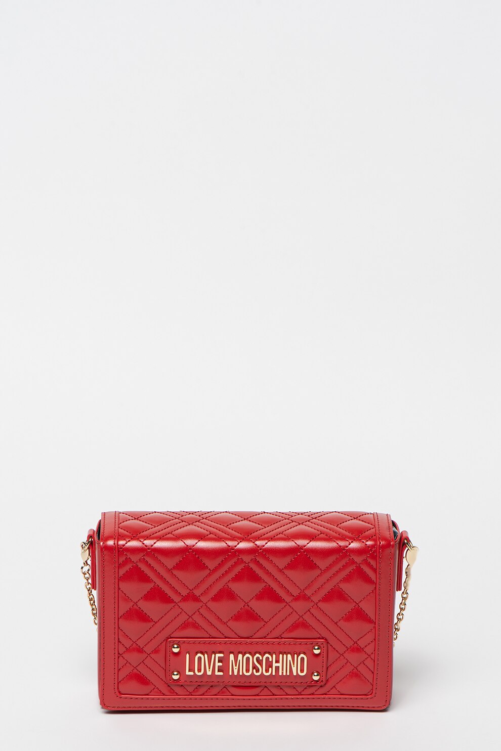 Love Moschino, Geanta crossbody mica cu aspect matlasat, Rosu