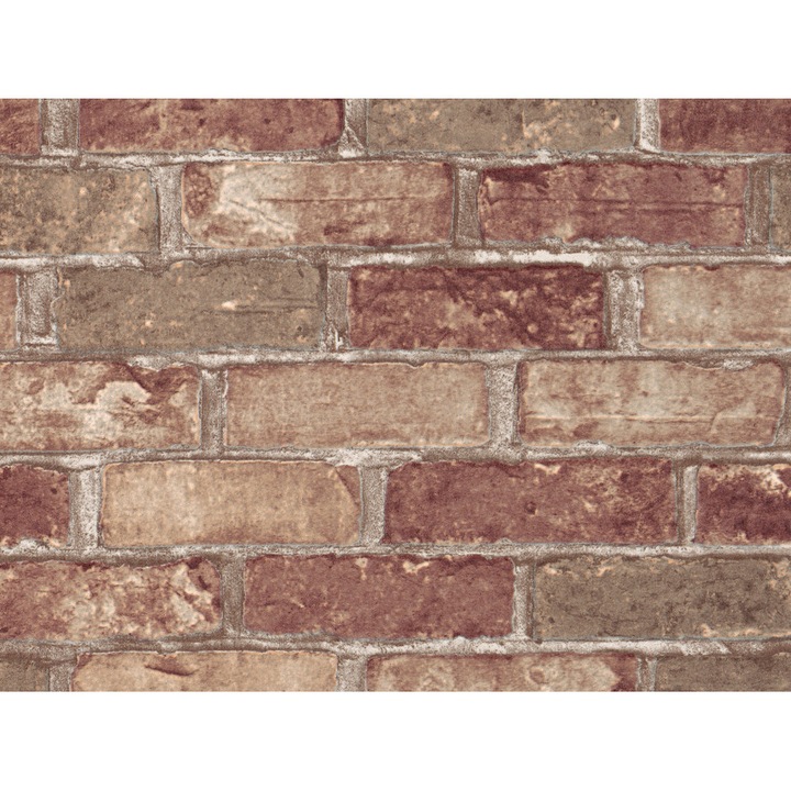 Tapet vinil Slavyanski Oboi, Caramida 5522-04, imitatie caramida, maro-gri, superlavabil, rezistent la apa, pentru bai si bucatarii, rola 5mp