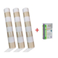 set format din 3 role de tapet plus o cutie adeziv tapet vinilic crem cu dungi aurii cu sclipici fin dimensiune 053m x 10m rola imagen 25_0_
0