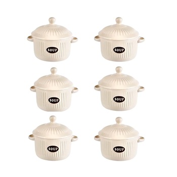Set 6 boluri pentru supa, Ceramica, 600 ml, Bej Set 6 boluri pentru supa, Ceramica, 600 ml, Bej