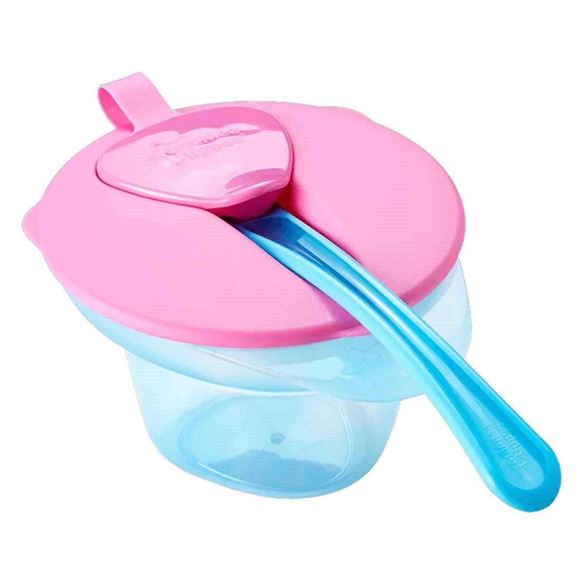 Castron cu Lingurita si Capac Explora, Tommee Tippee, 200 ml, Roz/Albastru