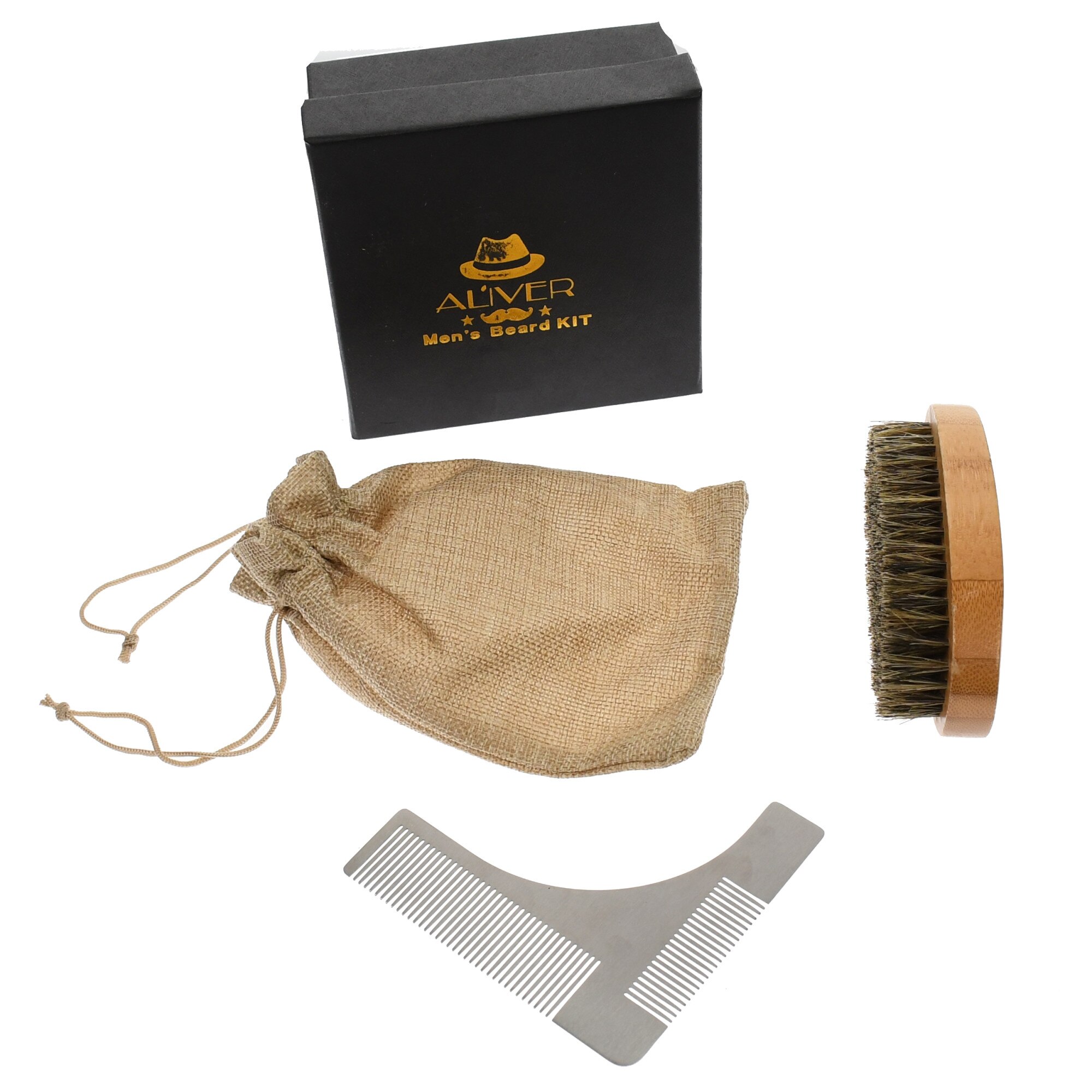 Set Ingrijire Barba in cutie, cu perie si pieptan - ST064