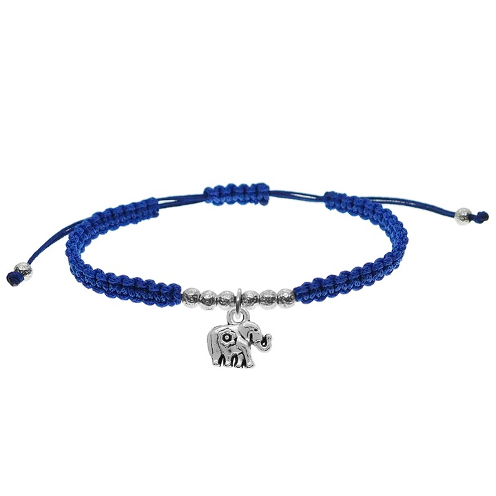 Kézzel fonott fekete zsinór karkötő személyre szabott Ezüst Elefánt 9874350 Dras 6682