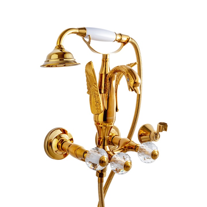 Baterie cada, TRENDY'S, montare pe perete, nuanta gold