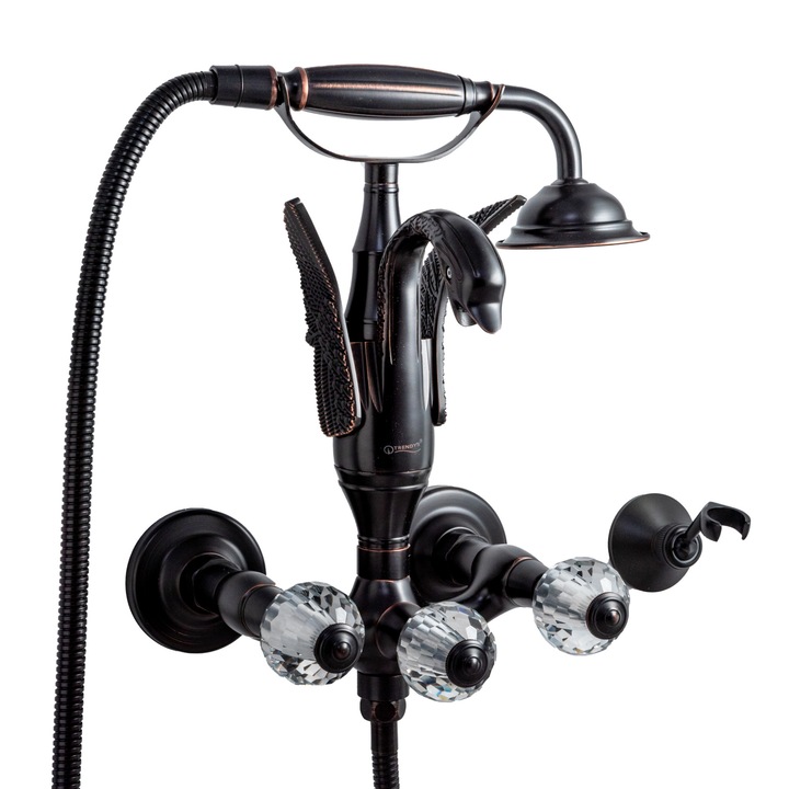 Baterie cada, TRENDY'S, montare pe perete, negru antichizat