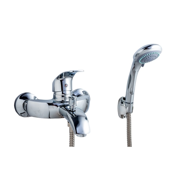 Hanba Fürdőkád csaptelep, , fényes króm falra szerelhető