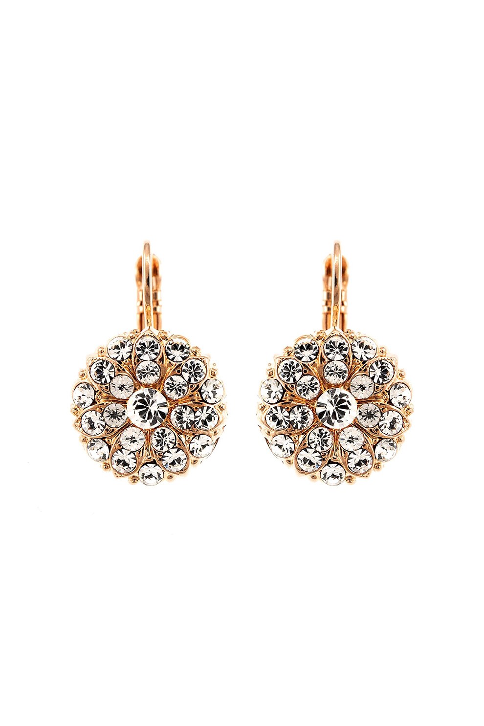 Roxannes - Mariana Jewellery, Cercei placati cu aur rose de 24K, cu cristale incrustate, Auriu rose/ Argintiu