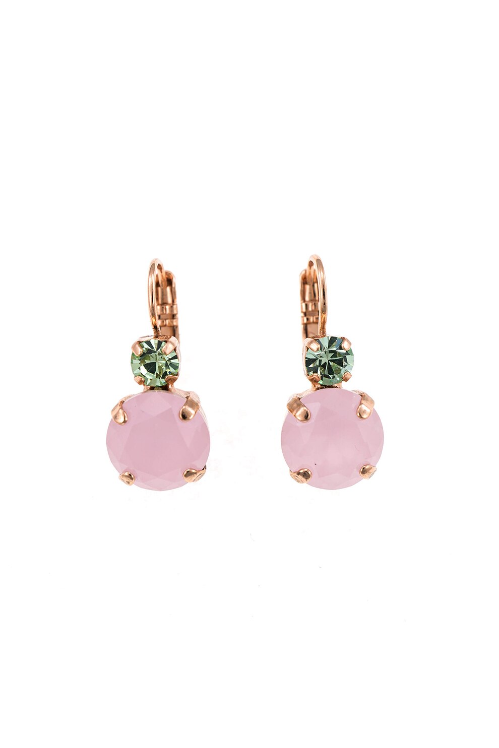 Roxannes - Mariana Jewellery, Cercei drop placati cu aur rose de 24K, auriu rose, roz, verde